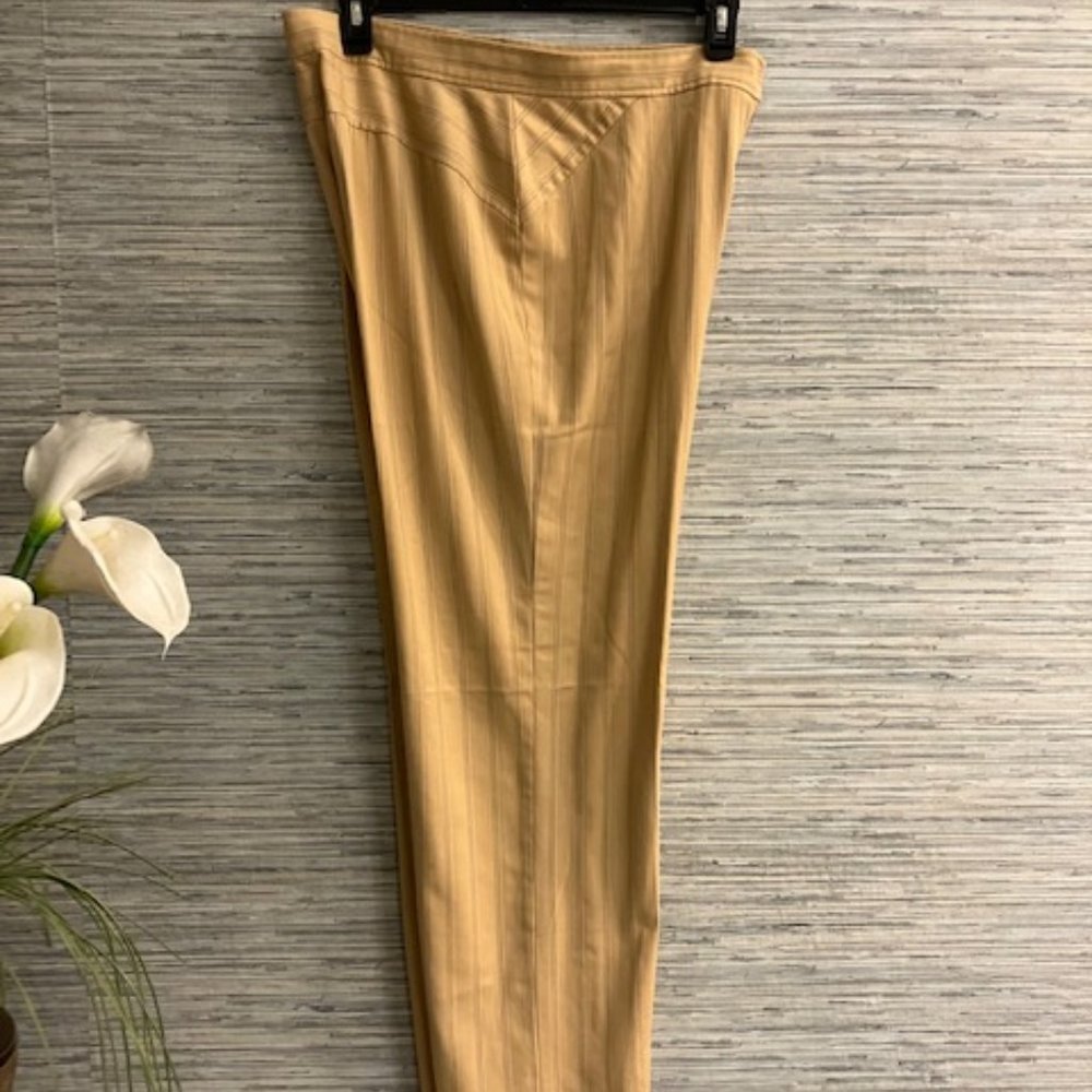 LIZ CLAIBORNE - Size 14 - Honey Gold & Black Tiny Stripe Career Pants -EUC!